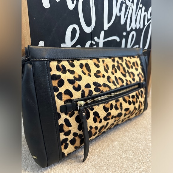 Kate Spade Faux Calf Hair and Leather Clutch Leopard Print - Picture 2 of 9